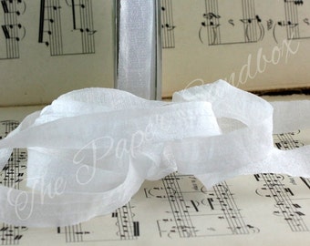 White Textured Ribbon 5/8" wide by the yard