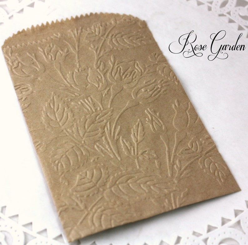 20 Rosebud Embossed Paper Gift Bags Choose Size/style Etsy