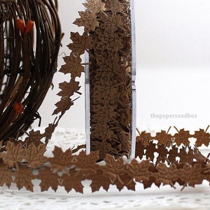 Brown Maple Leaf Ribbon Trim: Autumn Crafts, 1/2" Wide