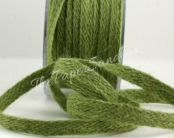 Green Burlap Ribbon 1/2" wide by the yard, Green Jute Ribbon, Pantone Leaf Green