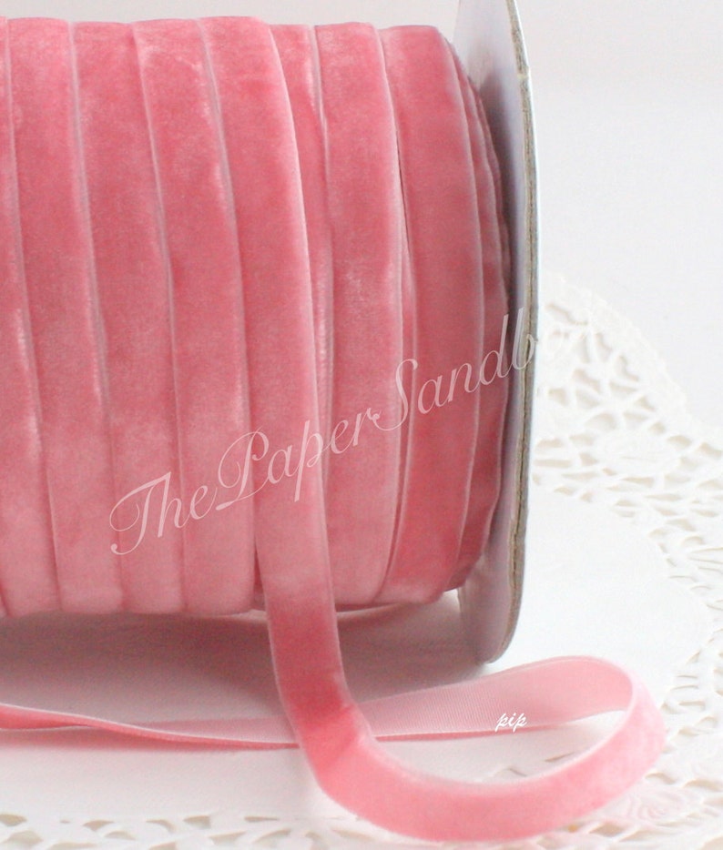 Pink Velvet Ribbon 3/8 Wide BY THE YARD Pink Velvet Etsy
