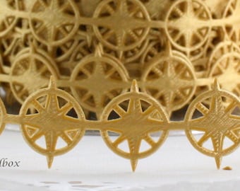 Gold Nautical Compass Ribbon Trim 3/4" wide by the yard