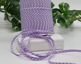 Lavender/White Stripe Ribbon 1/8" wide BY THE YARD