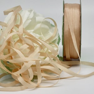 2 yd Champagne Silk Ribbon 1/8 inch wide