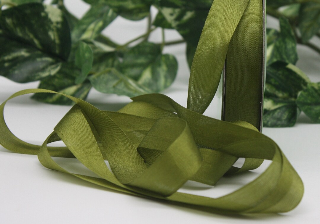 Moss Green Silk Ribbon 1/2 Wide BY THE YARD, Pantone Green Moss Etsy