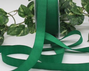Green Linen Look Ribbon 5/8" wide BY THE YARD