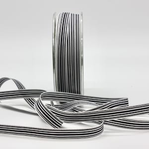 Black/White Striped Ribbon 3/8&quot; wide