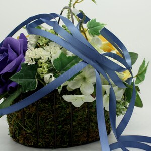 Denim Blue Satin Ribbon 3/8&quot; wide by the yard, Double Faced Satin