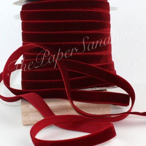 Burgundy Velvet Ribbon 3/8' wide BY THE YARD