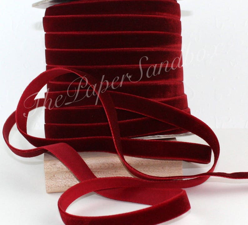 Burgundy Velvet Ribbon 3/8 inch wide by the yard Wine Velvet Etsy