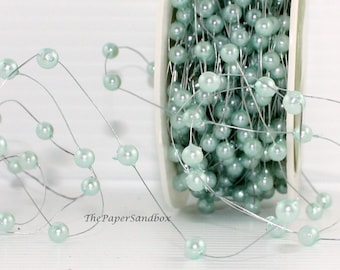 Wired Robin Egg Blue Bead Garland 1/8” wide BY THE YARD