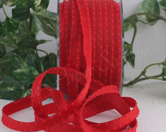Red Satin Ribbon 3/8" wide BY THE YARD, Knotted Edge