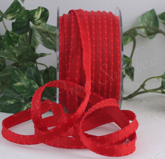 Red Satin Ribbon 3 8 Wide BY THE YARD Knotted Edge Etsy