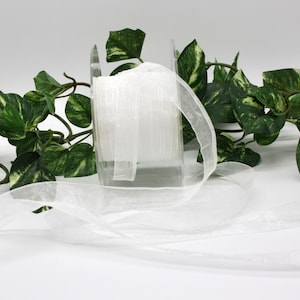2 yards Sheer White Chiffon Ribbon 5/8” wide