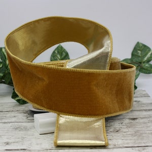 Wired Gold Velvet Ribbon 2.5" wide