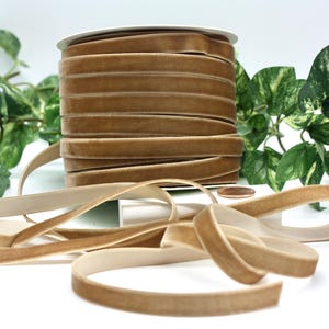 Sand Brown Velvet Ribbon:3/8&quot;-3/4&quot; By The Yard