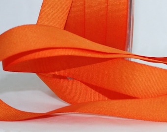 Orange Linen Look Ribbon 5/8” wide BY THE YARD, Pantone Celosia Orange