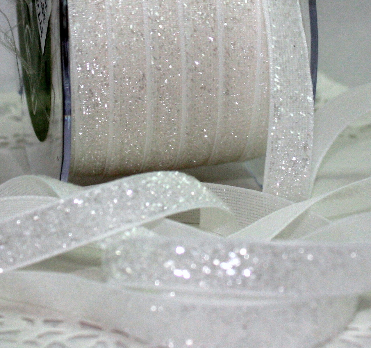 White Glitter Ribbon 3/8 Wide by the Yard Sparkle Ribbon Etsy