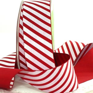 Red and White Stripe Ribbon 1.5” wide by the yard Christmas Ribbon, Candy Cane Stripe Ribbon