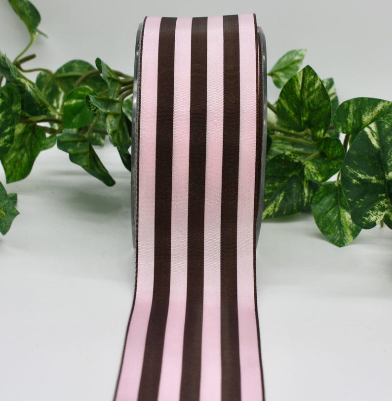 Tan Striped Ribbon Pink Brown Striped Ribbon 2