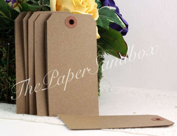 20 Blank Brown Paper Tags 4 3/4 x 2 3/8, Recycled Tags, Printable Tags,  Wedding Favor Tag, Gift Tags