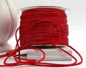 Red Satin Necklace Cord 1/8" wide by the yard
