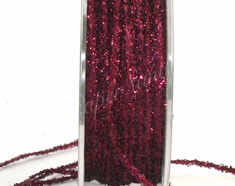 Burgundy Glitter String: 1/8" Wide, Sparkly Metallic Craft Cord
