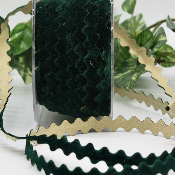 Dark Green Velvet Stick on Ribbon 3/8" wide BY THE YARD, Adhesive Ribbon