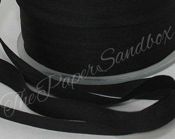 Black Silk Ribbon 1/4” wide by the yard, Hand Dyed Silk