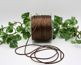 Cocoa Brown Satin Necklace Cord 1/8" wide BY THE YARD