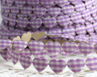 Lavender Stick on Heart Ribbon 3/8” wide BY THE YARD