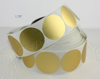 Roll of 100 Labels Shiny Gold Metallic Foil Seals 1.75 Inch Circle 