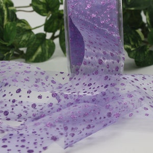 Lavender Glitter Ribbon 1.5&quot; wide BY THE YARD, Lavender Sparkle Ribbon