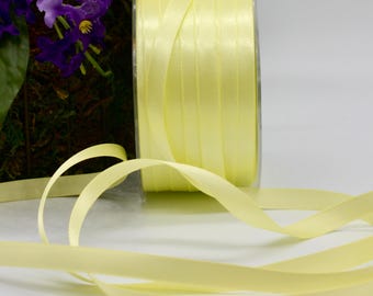 Yellow Satin Ribbon 3/8” wide Double Faced Swiss Satin