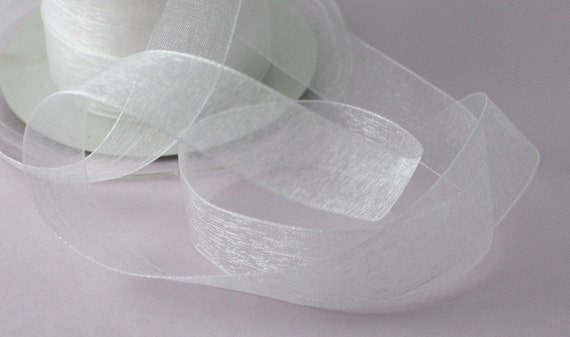 2 yards Sheer White Chiffon Ribbon 5/8” wide