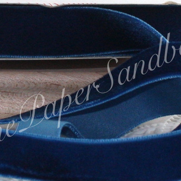 Sapphire Blue Velvet Ribbon 3/4" wide by the yard