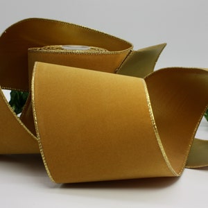 Wired Gold Velvet Ribbon 2.5&quot; - 4&#39; wide BY THE YARD