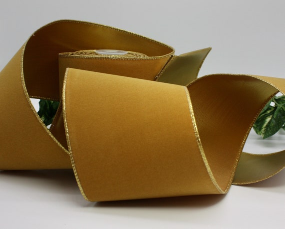Wired Gold Velvet Ribbon 2.5 4' Wide BY THE YARD 
