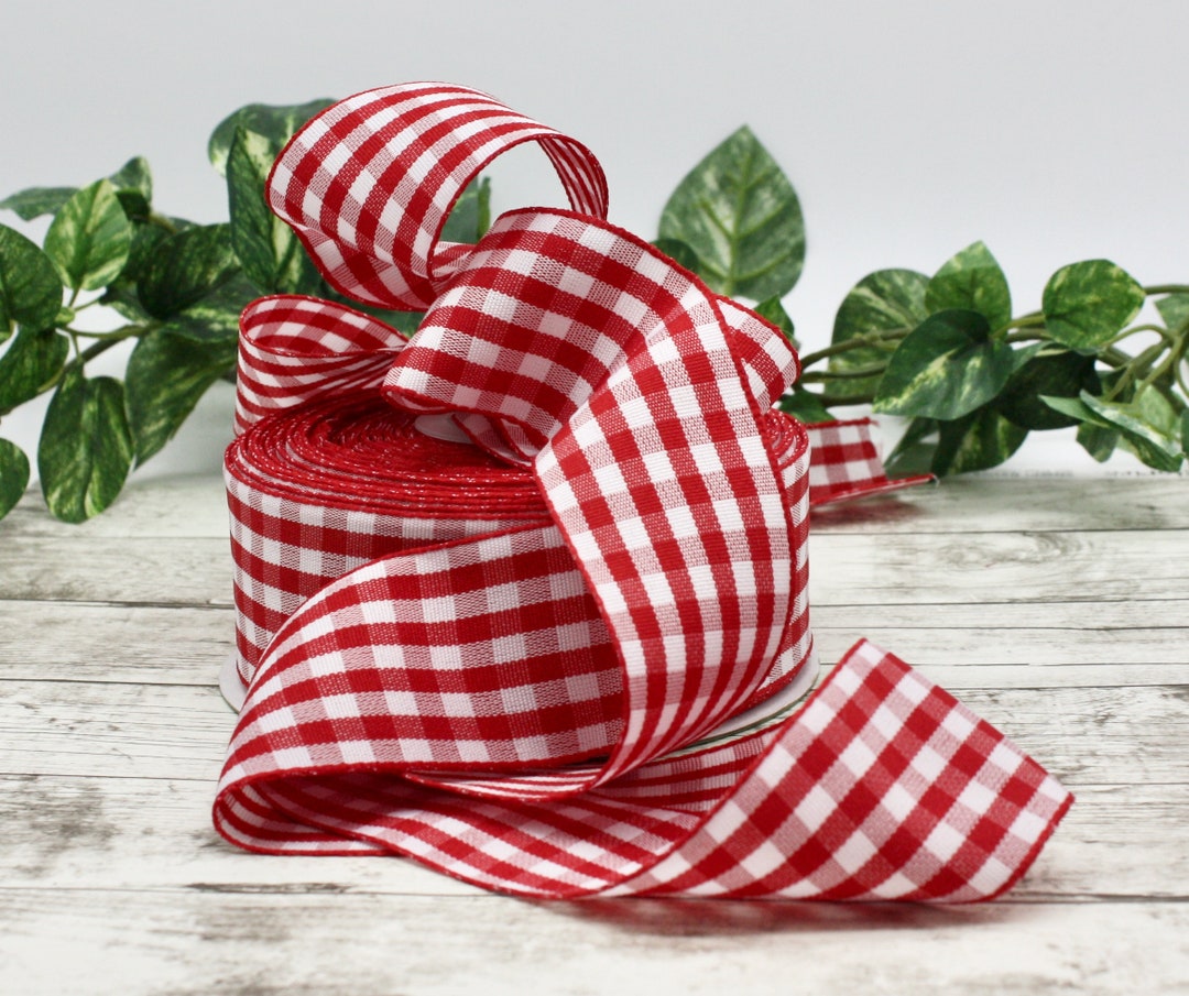 Red/white Gingham Check Ribbon 1.5 Wide BY THE YARD Etsy