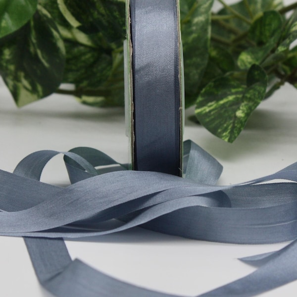 Dusty Blue Silk Ribbon 1/4”- 2" wide BY THE YARD