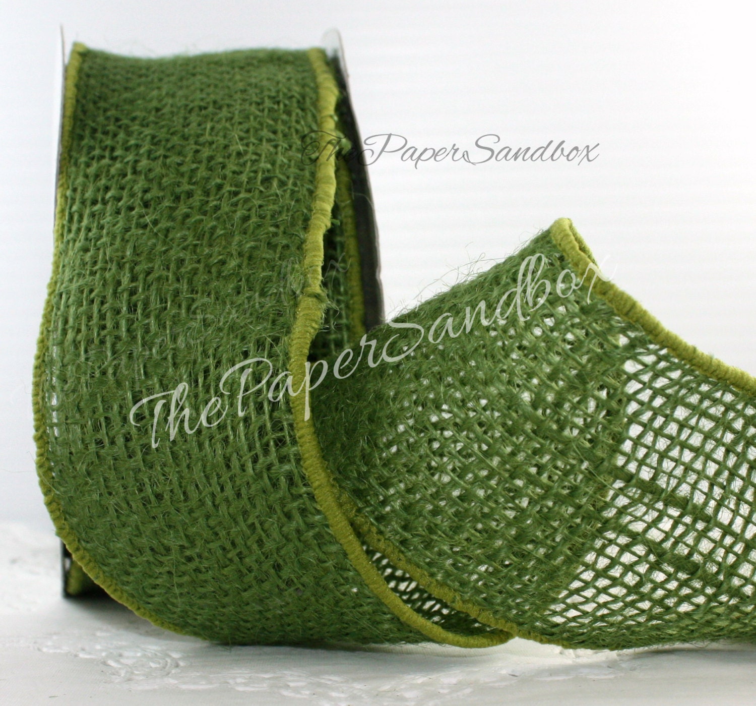 Green burlap ribbon sale