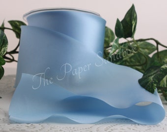 Light Blue Satin Ribbon: 3" Wide, Bias Cut - By The Yard