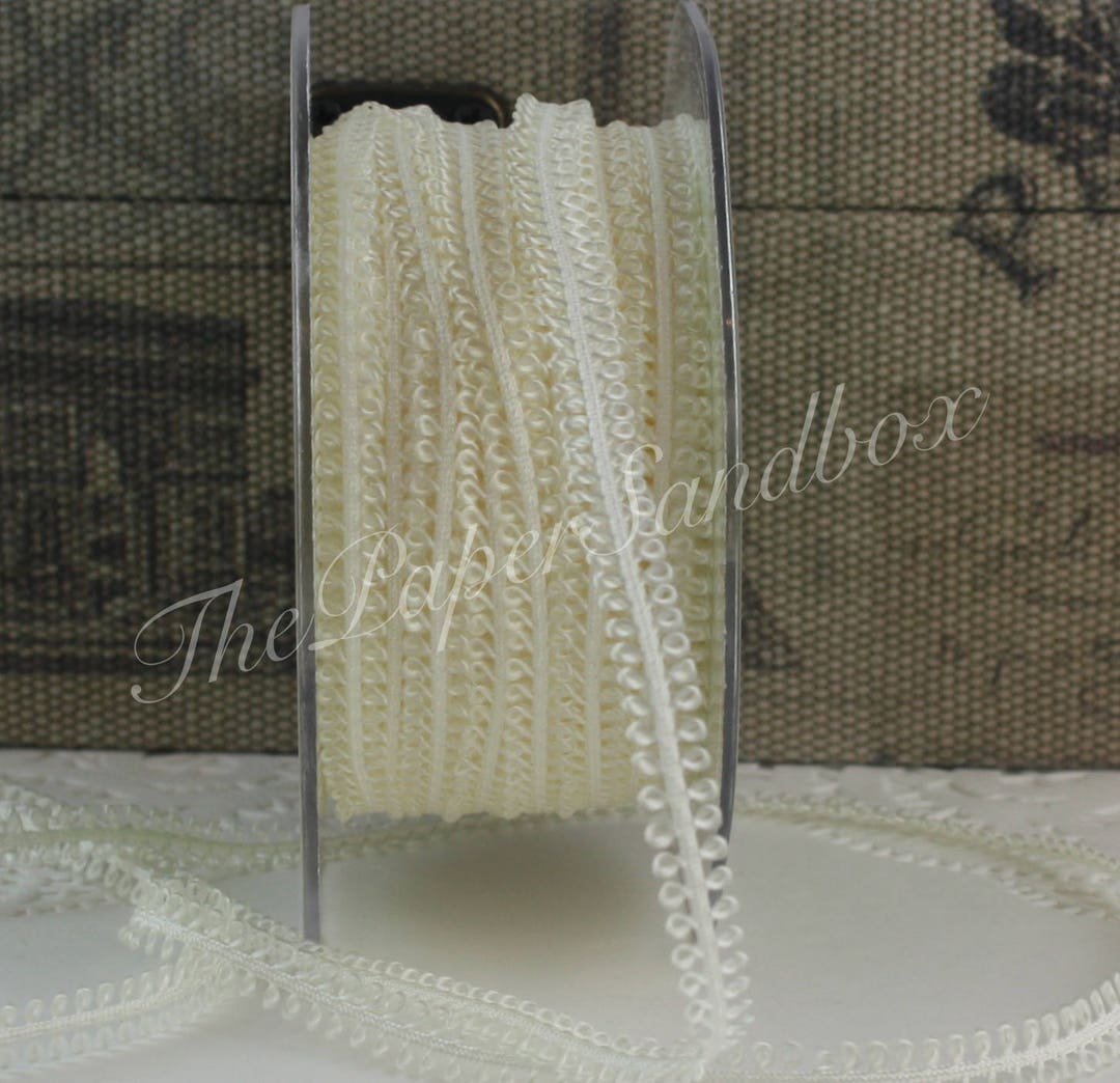 Ivory Satin Looped Ribbon Trim 3/16