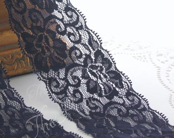 Navy Blue Stretch Lace 2.5” wide