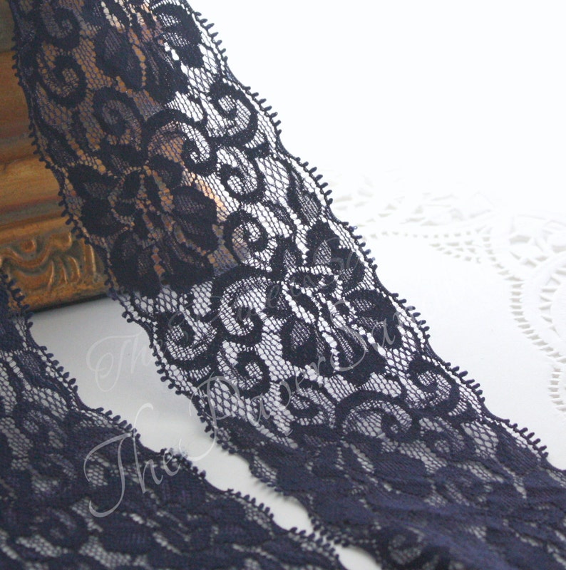 Navy Blue Stretch Lace 2.5” Wide - Etsy
