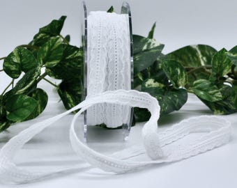 White Cotton Eyelet Lace Trim 3/8" - 1 inch wide
