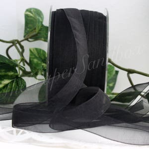 2 yards Sheer Black Chiffon Ribbon 5/8&quot; wide