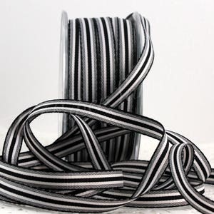Black and White Striped Ribbon 3/8&quot; wide BY THE YARD