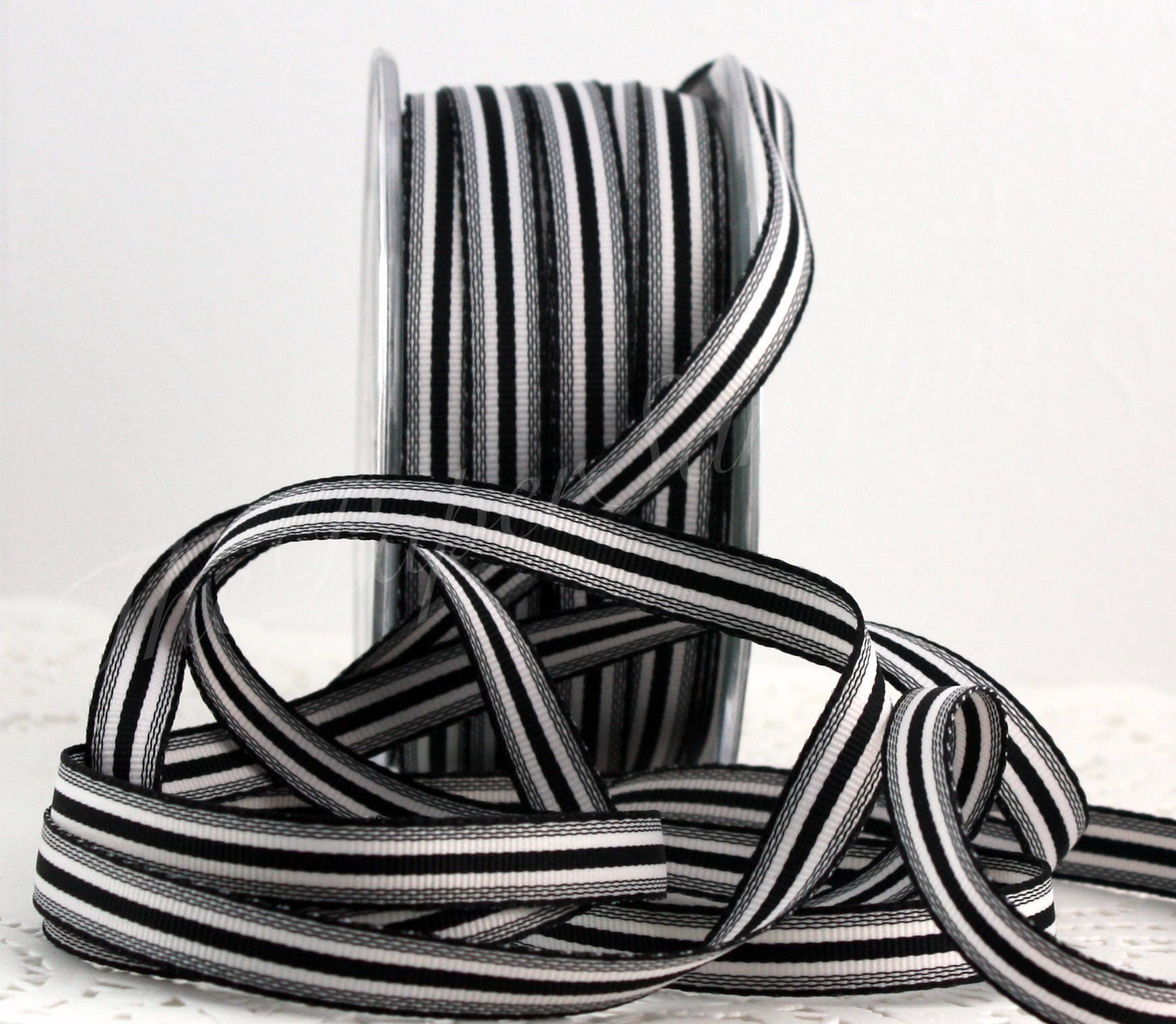 Black and White Striped Ribbon 3/8 wide by the yard Etsy