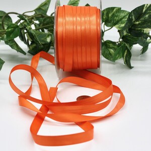 Orange Satin Ribbon 3/8” wide BY THE YARD, Double Faced Swiss Satin